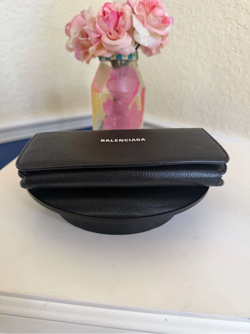Balenciaga Cash Long Bifold Wallet Black Logo Clutch Grained Calfskin Leather - Picture 9 of 16
